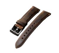 LUGEMA Bracelet de montre en cuir de vachette fait main, 18, 19, 20, 21 et 22 mm, marron, style vintage, brossé, épais, for homme(22mm)