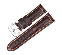 LUGEMA Bracelet de montre en cuir marron vintage huilé et ciré 20 mm, 22 mm, 24 mm, 26 mm, accessoires de montre compatibles avec Panerai(Red S,22mm)