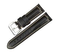 LUGEMA Bracelet de montre en cuir marron vintage huilé et ciré 20 mm, 22 mm, 24 mm, 26 mm, accessoires de montre compatibles avec Panerai(Black S,24mm)