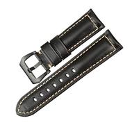LUGEMA Bracelet de montre en cuir marron vintage huilé et ciré 20 mm, 22 mm, 24 mm, 26 mm, accessoires de montre compatibles avec Panerai(Black B,26mm)