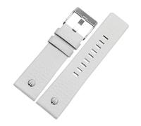 LUGEMA Bracelet de montre en cuir véritable 22 24 26 27 28 30 mm Litchi Grain compatible avec Diesel DZ4316 DZ7395 DZ7305 Bracelet de montre, Blanc/boucle argentée, 32mm