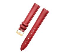 LUGEMA Bracelet De Montre En Cuir Véritable Compatible Avec Armani AR1926, AR11244, AR1908, Bracelet For Femme 14 Mm, Rose, Bleu, Rouge, Blanc, Accessoires(Red-Gold,16mm)