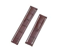 LUGEMA Bracelet De Montre En Cuir Véritable Compatible Avec Breitling Super Ocean Avengers Challenger Aviation Timing Black Bird Bamboo Watchband 22 Mm 24 Mm(Beige,24MM_SILVER BUCKLE)