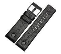LUGEMA Bracelet De Montre En Cuir Véritable, Disponible 22, 24, 26, 27, 28, 30 Et 32 mm, Compatible Avec Les Modèles Diesel DZ7370, DZ7313, DZ7413 DZ7257(Black black buckle,22mm)