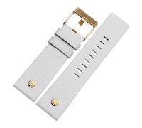 LUGEMA Bracelet De Montre En Cuir Véritable, Disponible 22, 24, 26, 27, 28, 30 Et 32 mm, Compatible Avec Les Modèles Diesel DZ7370, DZ7313, DZ7413 DZ7257(White gold buckle,32mm)