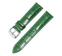 LUGEMA Bracelet De Montre En Cuir Véritable For Homme Et Femme, Boucle Aiguille, Chaîne Papillon(Green Silver A,18mm)