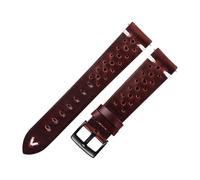 LUGEMA Bracelet De Montre En Cuir Véritable Poreux 18 Mm 20 Mm 22 Mm Marron Foncé Fait Main À L'huile Et À La Cire, Libération Rapide, For Femmes Et Hommes(Dark brown-black,20mm)