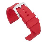 LUGEMA Bracelet de montre en silicone 18 mm, 19 mm, 20 mm, 21 mm, 22 mm, 24 mm, bracelet de rechange étanche for homme(Red-silver buckle,19mm)