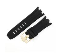 LUGEMA Bracelet De Montre Étanche En Caoutchouc De 28 Mm Compatible Avec AP Royal Offshore Compatible Avec AP 15710 15703 Bracelet De Montre En Silicone Souple Accessoires De Bande(Black Gold)