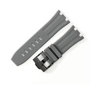 LUGEMA Bracelet De Montre Étanche En Caoutchouc De 28 Mm Compatible Avec AP Royal Offshore Compatible Avec AP 15710 15703 Bracelet De Montre En Silicone Souple Accessoires De Bande(Grey Black)