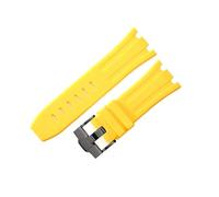 LUGEMA Bracelet De Montre Étanche En Caoutchouc De 28 Mm Compatible Avec AP Royal Offshore Compatible Avec AP 15710 15703 Bracelet De Montre En Silicone Souple Accessoires De Bande(Yellow Black)