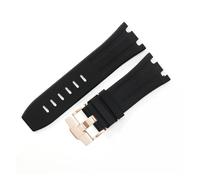 LUGEMA Bracelet De Montre Étanche En Caoutchouc De 28 Mm Compatible Avec AP Royal Offshore Compatible Avec AP 15710 15703 Bracelet De Montre En Silicone Souple Accessoires De Bande(Black Rose Gold)