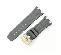LUGEMA Bracelet De Montre Étanche En Caoutchouc De 28 Mm Compatible Avec AP Royal Offshore Compatible Avec AP 15710 15703 Bracelet De Montre En Silicone Souple Accessoires De Bande(Grey Gold)