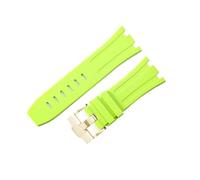 LUGEMA Bracelet De Montre Étanche En Caoutchouc De 28 Mm Compatible Avec AP Royal Offshore Compatible Avec AP 15710 15703 Bracelet De Montre En Silicone Souple Accessoires De Bande(Light Green Gold)