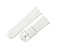 LUGEMA Bracelet De Montre Étanche En Caoutchouc De 28 Mm Compatible Avec AP Royal Offshore Compatible Avec AP 15710 15703 Bracelet De Montre En Silicone Souple Accessoires De Bande(White Silver)