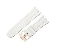LUGEMA Bracelet De Montre Étanche En Caoutchouc De 28 Mm Compatible Avec AP Royal Offshore Compatible Avec AP 15710 15703 Bracelet De Montre En Silicone Souple Accessoires De Bande(White Rose Gold)