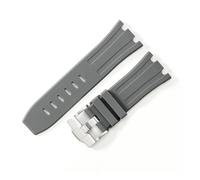 LUGEMA Bracelet De Montre Étanche En Caoutchouc De 28 Mm Compatible Avec AP Royal Offshore Compatible Avec AP 15710 15703 Bracelet De Montre En Silicone Souple Accessoires De Bande(Grey Silver)