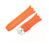 LUGEMA Bracelet De Montre Étanche En Caoutchouc De 28 Mm Compatible Avec AP Royal Offshore Compatible Avec AP 15710 15703 Bracelet De Montre En Silicone Souple Accessoires De Bande(Orange Silver)