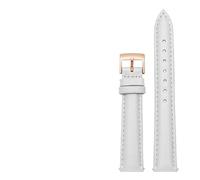 LUGEMA Bracelet De Montre Uni En Cuir Véritable 14 Mm, 16, 18, 20, Compatible Avec Fossil, Le Citizen, DW For Femme, Bleu Ciel, Rose, Marron(White-rosegold,14mm)