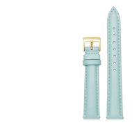 LUGEMA Bracelet De Montre Uni En Cuir Véritable 14 Mm, 16, 18, 20, Compatible Avec Fossil, Le Citizen, DW For Femme, Bleu Ciel, Rose, Marron(Sky blue-gold,15mm)