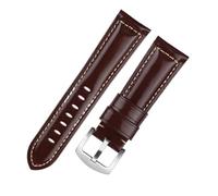 LUGEMA Bracelet De Montre Vintage Fait Main En Cuir Véritable Crazy Horse, Couche Supérieure Vachette, Largeur Ajustable 19 À 24 Mm(L brown silver,19mm)