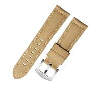 LUGEMA Bracelet De Montre Vintage Fait Main En Cuir Véritable Crazy Horse, Couche Supérieure Vachette, Largeur Ajustable 19 À 24 Mm(Khaki silver buckle,22mm)