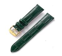 LUGEMA Bracelet en cuir for hommes et femmes, compatible avec Cartier Tank London Solo Key, fermoir pliant 17,18,20,22MM, accessoires de bracelet de montre en cuir(Green gold buckle,21)