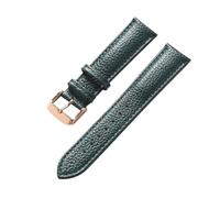 LUGEMA Bracelet En Cuir Véritable Motif Litchi Souple For Hommes Et Femmes, Boucle Ardillon, Éléphant Gris Abricot Violet, Accessoires De Bracelet De Montre(Dark green rose,22mm)