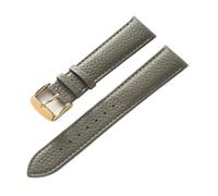 LUGEMA Bracelet En Cuir Véritable Motif Litchi Souple For Hommes Et Femmes, Boucle Ardillon, Éléphant Gris Abricot Violet, Accessoires De Bracelet De Montre(Elephant Grey Gold,17mm)