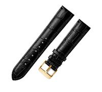 LUGEMA Bracelet En Cuir Véritable Universel, Disponible Largeurs De 14, 16, 18, 20, 21, 22 Et 23 Mm(Black gold buckle,21mm)