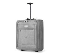 LUGG Bagage léger de Taille Cabine - Polyester 600D Flocon de Neige Durable - Chariot Push-up, Roues Solides - Easyjet, Ryanair, British Airways - Casier aérien (44,5 x 35,5 x 9,5 cm), Gris