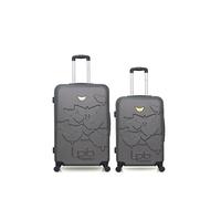 luggage - lot de 2 - valises grand format et weekend aelys - gris fonce