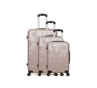 luggage - set de 3 valises nais 75 cm 4 roues - rose dore