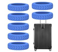 Luggage Wheel Covers - Lot de 8 housses de protection de roue de valise en silicone flexible - Réduction du bruit - Housses de roue extensibles pour valises de voyage avec 8 spinner pour protéger en
