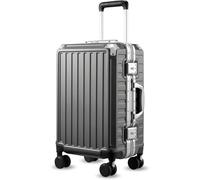 LUGGEX Valise da Voyage avec Cadre en Aluminium, Valise Cabine sans Fermeture Éclair, Rigide Polycarbonate Bagage Cabine avec Serrure TSA, 4 Rotative roulettes, Noir, 56 x 37 x 24 cm