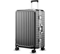 LUGGEX Valise Grande avec Cadre en Aluminium, Valise Rigide sans Fermeture éclair en Polycarbonate avec roulettes à 360°, Noir, M (75cm - 103L)