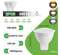 Lugh-2pcs-Cold White 6000kampoules Led 12v Mr16,1 À 10 Pièces,Ac Dc 12-24v,Angle De Haricots 120 80 + Cri 3w 5w 6w 7w 8w 100lm/W,Sans Scintillement,Remplacement De La Lampe Halogène
