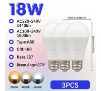 LUGH-3PCS-Cold white 6000K1-10 pièces/lot E27 18W ampoule LED AC 110V 220V 230V 240V lampes LED ampoule éclairage intérieur pour la maison lustres projecteur