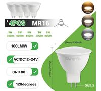 Lugh-4pcs-Cold White 6000kampoules Led 12v Mr16,1 À 10 Pièces,Ac Dc 12-24v,Angle De Haricots 120 80 + Cri 3w 5w 6w 7w 8w 100lm/W,Sans Scintillement,Remplacement De La Lampe Halogène