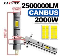 LUGH-6000K-Plug and PlayPhares LED H1 2500000LM 6000K 2000W 16 pièces 7585 CSP feux de croisement Turbo Auto lumière 1:1 sans ventilateur Mini 12V H7 H4 H3 + 600% lumineux