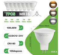Lugh-7pcs-Cold White 6000kampoules Led 12v Mr16,1 À 10 Pièces,Ac Dc 12-24v,Angle De Haricots 120 80 + Cri 3w 5w 6w 7w 8w 100lm/W,Sans Scintillement,Remplacement De La Lampe Halogène