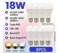 LUGH-8PCS-Cold white 6000K1-10 pièces/lot E27 18W ampoule LED AC 110V 220V 230V 240V lampes LED ampoule éclairage intérieur pour la maison lustres projecteur