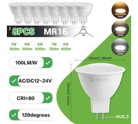 Lugh-8pcs-Cold White 6000kampoules Led 12v Mr16,1 À 10 Pièces,Ac Dc 12-24v,Angle De Haricots 120 80 + Cri 3w 5w 6w 7w 8w 100lm/W,Sans Scintillement,Remplacement De La Lampe Halogène