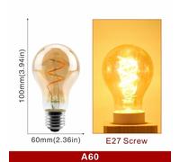 LUGH-Ampoule LED rétro à Filament en spirale E14 E27,4W,jaune chaud,220V,C35 A60 T45 ST64 T185 T225 G80 G95 G125,lampe Edison Vintage