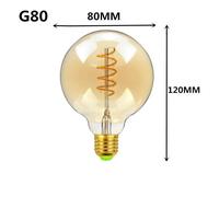 LUGH-G80 220V-OuiAmpoule LED dorée A60 ST64 G80 G95 G125 Star Heart E27 220V,ampoule à Filament chaude et variable,éclairage décoratif rétro Vintage,lampe Edison