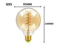 LUGH-G95 220V-OuiAmpoule LED dorée A60 ST64 G80 G95 G125 Star Heart E27 220V,ampoule à Filament chaude et variable,éclairage décoratif rétro Vintage,lampe Edison