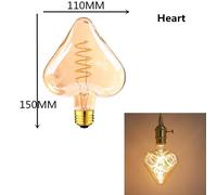 LUGH-Heart 220V-OuiAmpoule LED dorée A60 ST64 G80 G95 G125 Star Heart E27 220V,ampoule à Filament chaude et variable,éclairage décoratif rétro Vintage,lampe Edison