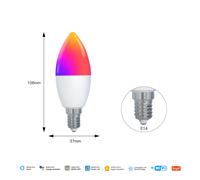 LUGH-MOES Tuya Matter WiFi ampoule intelligente lumière LED à intensité variable 16 millions de couleurs rvb E14 lampe à bougie commande vocale Alexa Google Home
