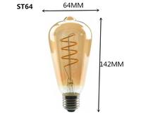 LUGH-ST64 220V-OuiAmpoule LED dorée A60 ST64 G80 G95 G125 Star Heart E27 220V,ampoule à Filament chaude et variable,éclairage décoratif rétro Vintage,lampe Edison