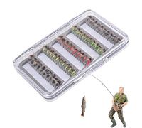 lugreat Appâts de pêche à, kit de leurre de pêche à - 50x Lignes de gabarit de avec boîte de Rangement - Gabarit de Truite, Crochet à Mouche pour Basse, crapet- brochet, équipement d'activité